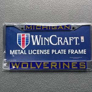 WinCraft Michigan Wolverines License Plate Frame Metal Blue Gold NCAA New